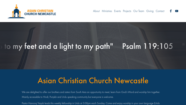 Screenshot of the Asian Christian Church, Newcastle website