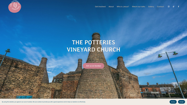 Screenshot of the The Potteries Vineyard Church website
