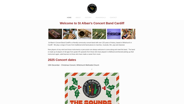 Screenshot of the St Alban's Concert Band (Cardiff) website