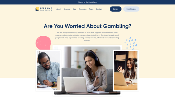 Screenshot of the Reframe Coaching website