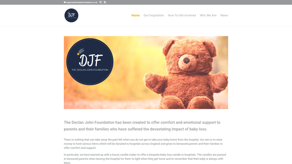 Screenshot of the The Declan John Foundation website