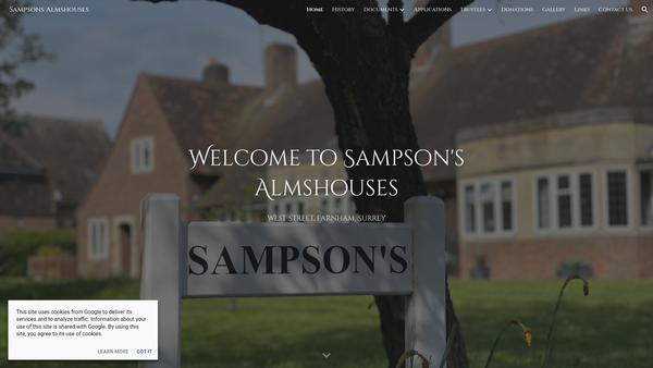 Screenshot of the Sampson's Almshouses website