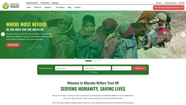 Screenshot of the Al-Baraka Welfare Trust International website