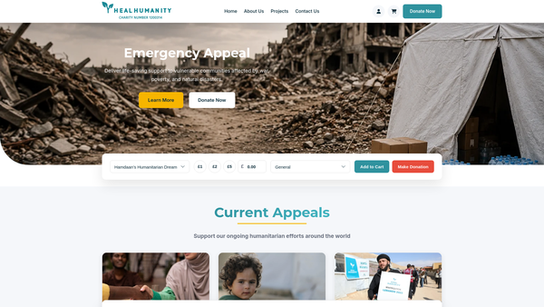 Screenshot of the Heal Humanity Ltd website
