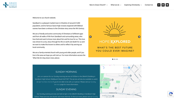 Screenshot of the Grace Church Sandbach website
