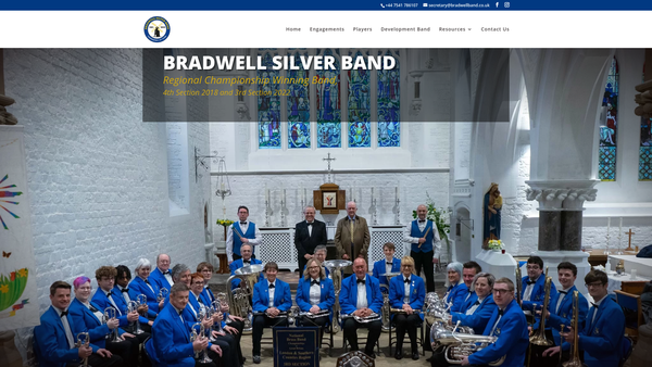 Screenshot of the Bradwell Silver Band website