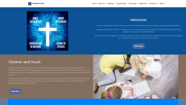Screenshot of the Hersham Baptist Church website