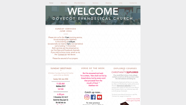 Screenshot of the Dovecot Evangelical Church website