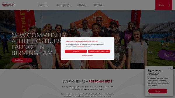 Screenshot of the Personal Best Foundation website
