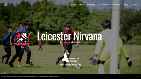 Screenshot of the Leicester Nirvana FC website