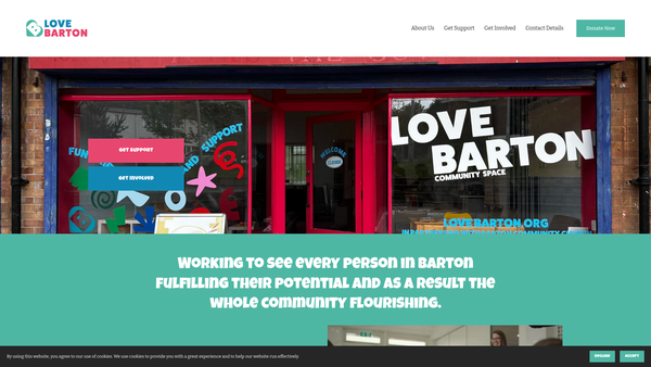 Screenshot of the Love Barton website