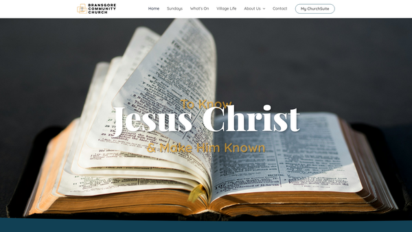Screenshot of the Bransgore Community Church website