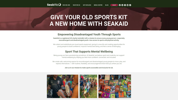 Screenshot of the Seakaid website