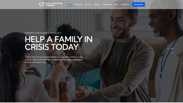 Screenshot of the Family Matters London website