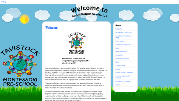 Screenshot of the Tavistock Montessori Pre-School C.I.O website