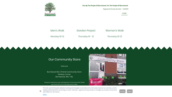 Screenshot of the Burntwood Be A Friend website