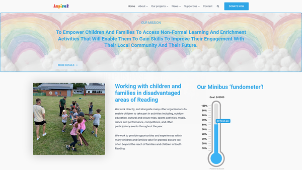 Screenshot of the Aspire2 website
