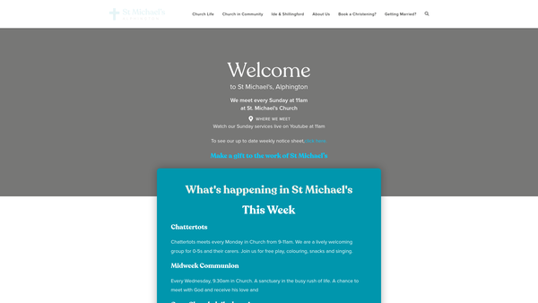 Screenshot of the The Parochial Church Council Of The Ecclesiastical Parish Of St Michael & All Angels, Alphington website