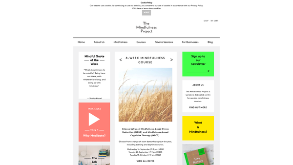 Screenshot of the The Mindfulness Project website
