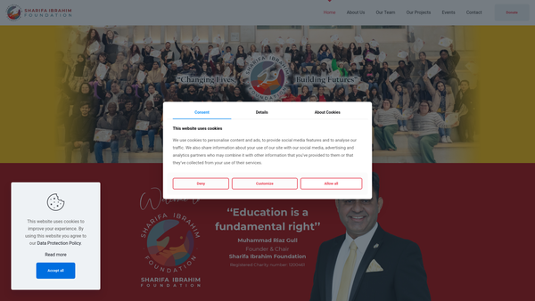 Screenshot of the Sharifa Ibrahim Foundation website