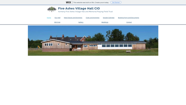 Screenshot of the Five Ashes Village Hall CIO website