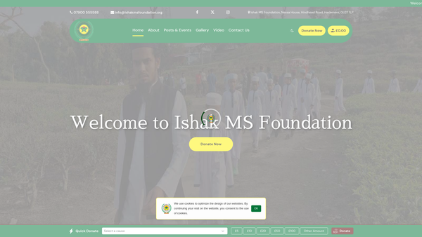 Screenshot of the Ishak Miah & Somirunnessa Foundation website