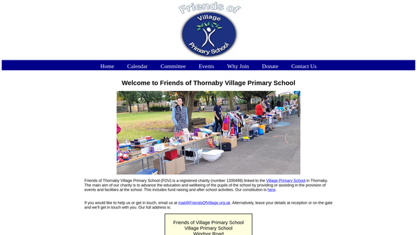 Screenshot of the Friends Of Thornaby Village Primary School website
