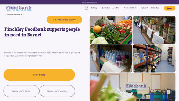 Screenshot of the Finchley Foodbank website