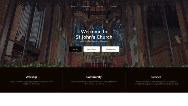 Screenshot of the The Parochial Church Council Of The Ecclesiastical Parish Of St John The Baptist, Leamington Priors website