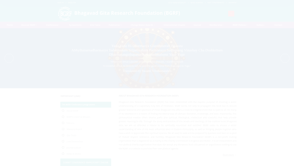 Screenshot of the Bhagavad Gita Research Foundation website
