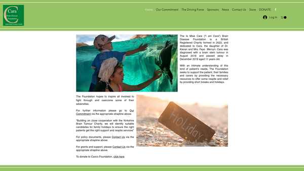 Screenshot of the Is Mise Cara Brain Disease Foundation website