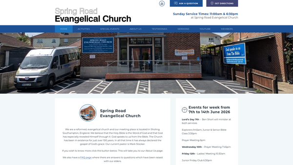 Screenshot of the Spring Road Evangelical Church website
