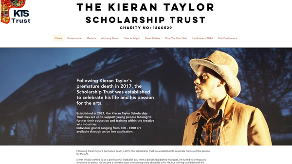 Screenshot of the Kieran Taylor Scholarship Trust website