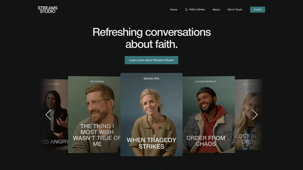Screenshot of the Streams Studio CIO website