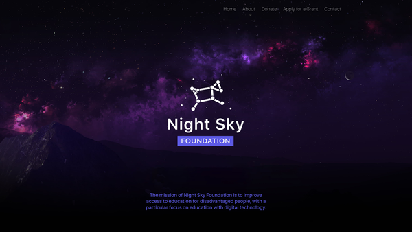 Screenshot of the Night Sky Foundation website