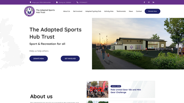 Screenshot of the The Adapted Sports Hub Trust website