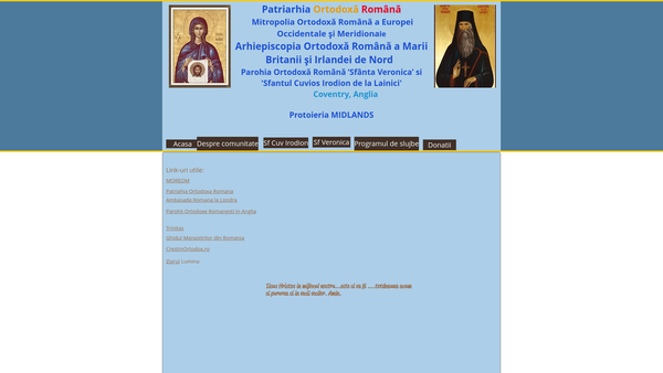 Screenshot of the Romanian Orthodox Parish St. Veronica Coventry website