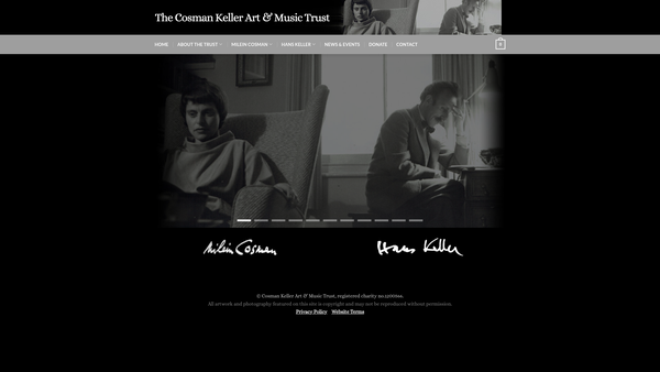Screenshot of the The Cosman Keller Art And Music Trust website