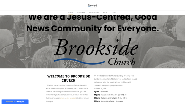 Screenshot of the Brookside Community CIO website