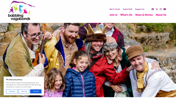 Screenshot of the Babbling Vagabonds Limited website