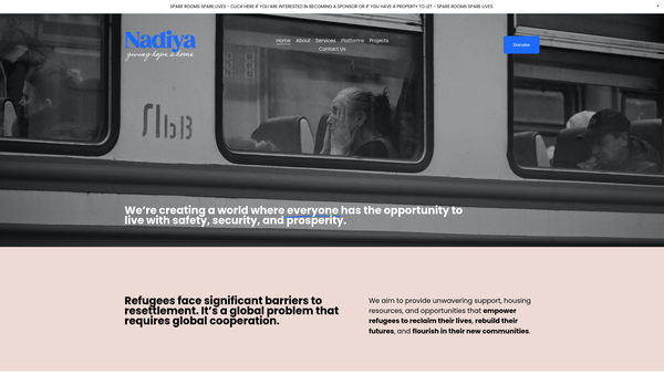 Screenshot of the Nadiya website