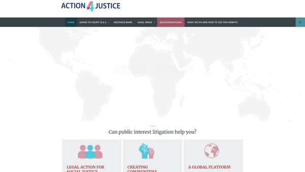 Screenshot of the Action4justice UK Support CIO website