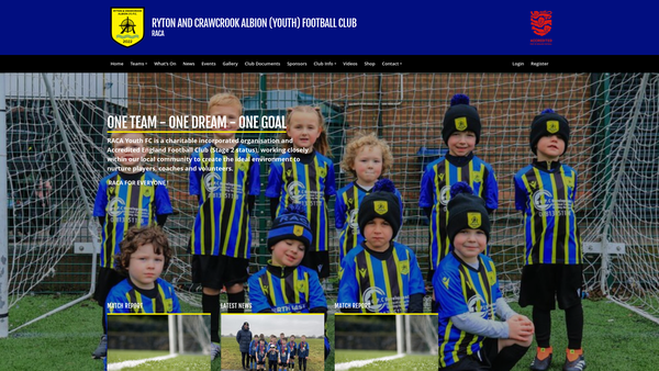 Screenshot of the Ryton And Crawcrook Albion (Youth) Football Club Cfc website