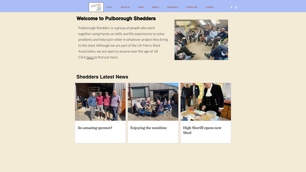 Screenshot of the Pulborough Shedders website