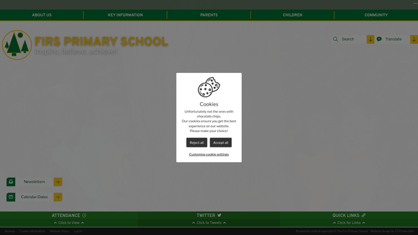 Screenshot of the Firs PTFA website