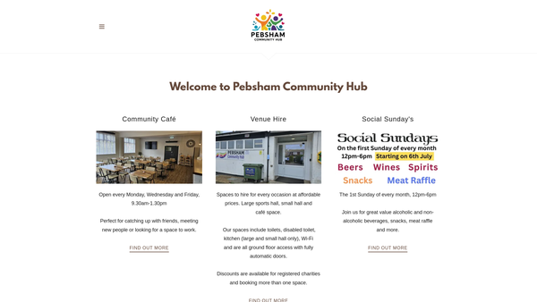 Screenshot of the Pebsham Community Association CIO website