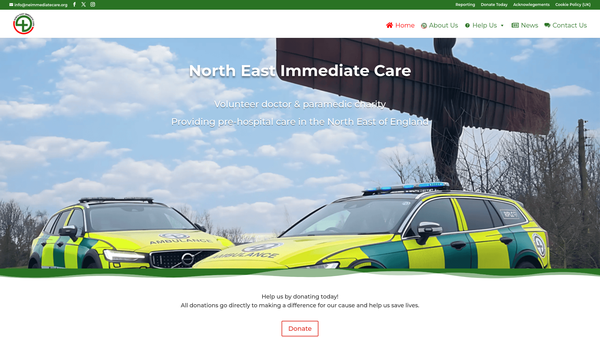 Screenshot of the North East Immediate Care website