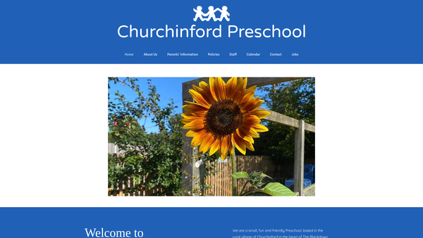 Screenshot of the Churchinford Preschool website
