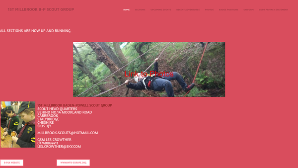 Screenshot of the 1st Millbrook Stalybridge Scout Group website
