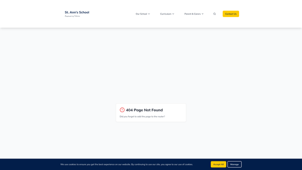 Screenshot of the St. Ann's Foundation website